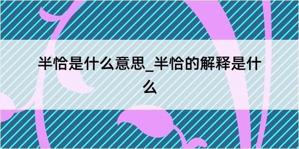 半恰是什么意思_半恰的解释是什么