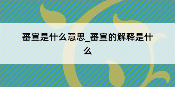 蕃宣是什么意思_蕃宣的解释是什么