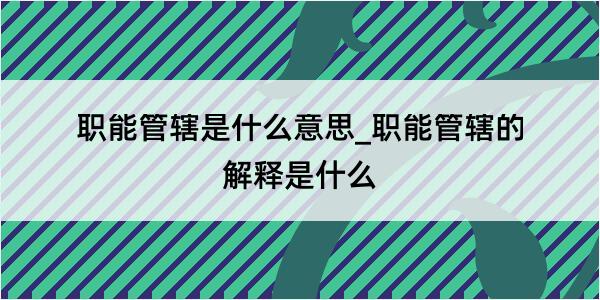 职能管辖是什么意思_职能管辖的解释是什么