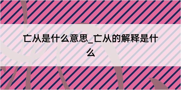 亡从是什么意思_亡从的解释是什么