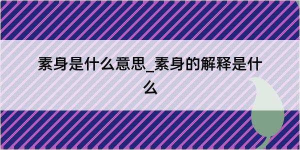 素身是什么意思_素身的解释是什么