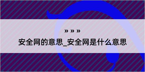 安全网的意思_安全网是什么意思