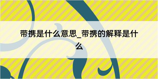 带携是什么意思_带携的解释是什么