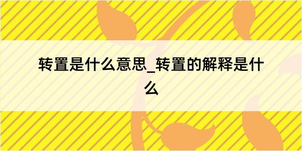 转置是什么意思_转置的解释是什么