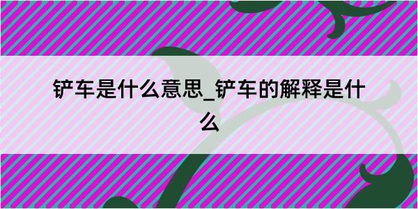 铲车是什么意思_铲车的解释是什么