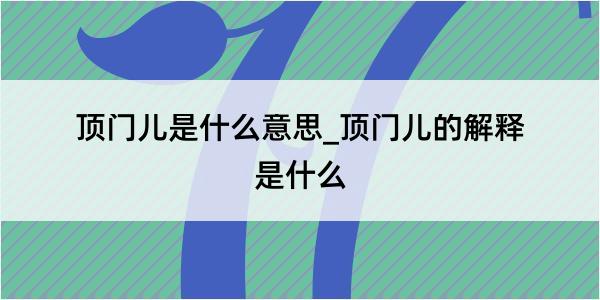 顶门儿是什么意思_顶门儿的解释是什么