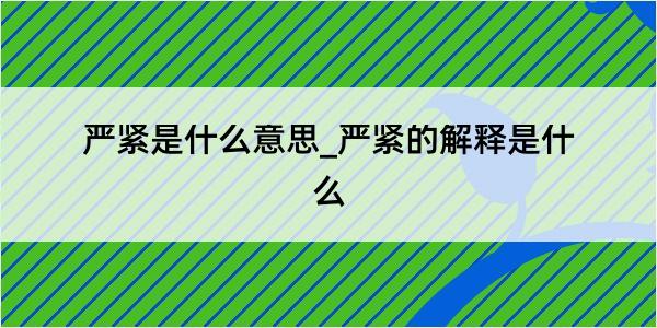 严紧是什么意思_严紧的解释是什么