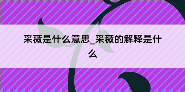 采薇是什么意思_采薇的解释是什么