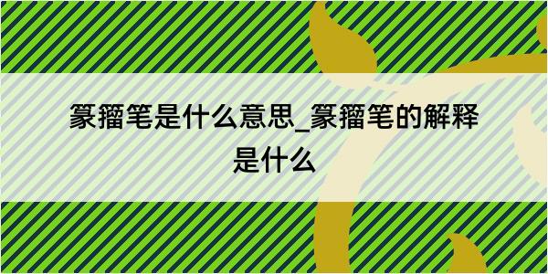 篆籀笔是什么意思_篆籀笔的解释是什么