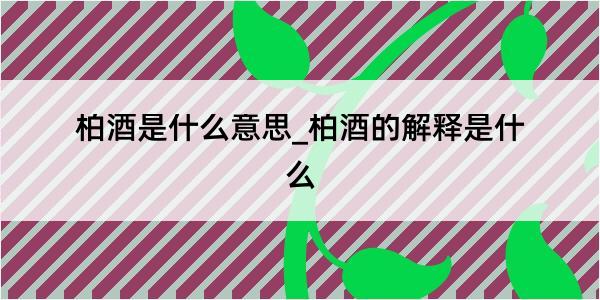 柏酒是什么意思_柏酒的解释是什么