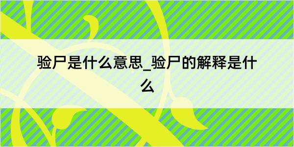 验尸是什么意思_验尸的解释是什么