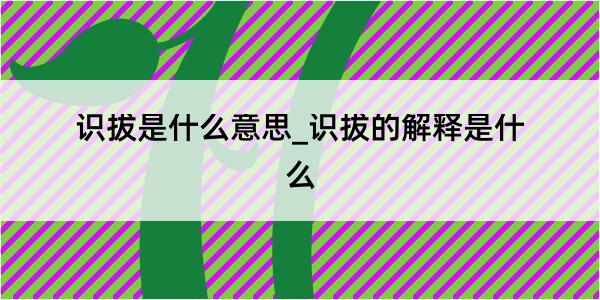 识拔是什么意思_识拔的解释是什么