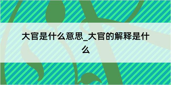 大官是什么意思_大官的解释是什么