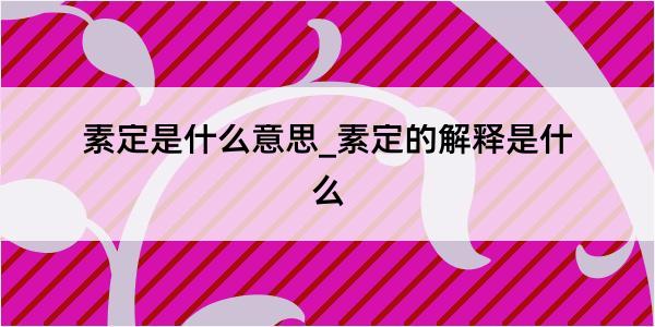 素定是什么意思_素定的解释是什么