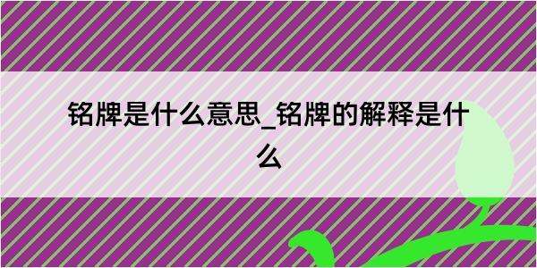 铭牌是什么意思_铭牌的解释是什么