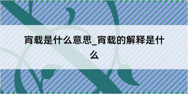 宵载是什么意思_宵载的解释是什么