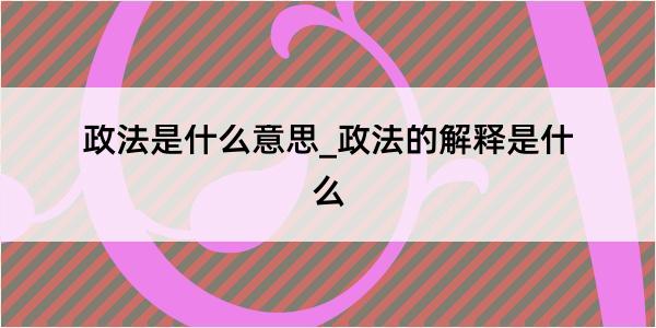 政法是什么意思_政法的解释是什么