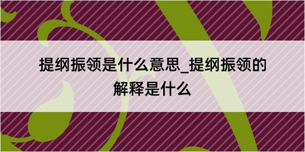 提纲振领是什么意思_提纲振领的解释是什么