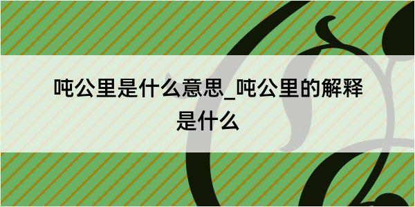 吨公里是什么意思_吨公里的解释是什么