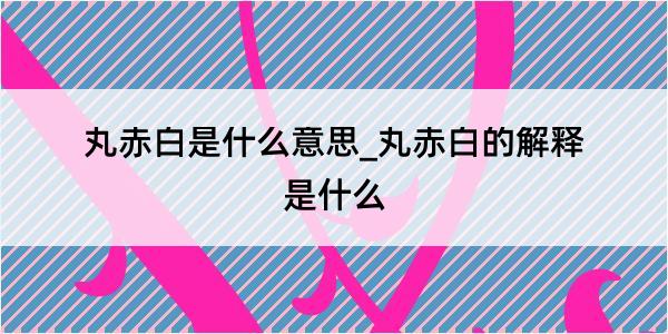 丸赤白是什么意思_丸赤白的解释是什么