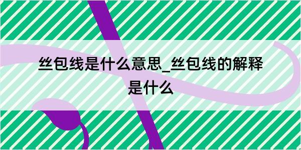 丝包线是什么意思_丝包线的解释是什么