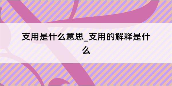 支用是什么意思_支用的解释是什么