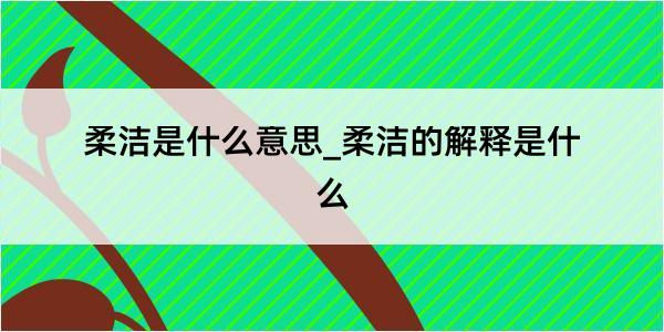 柔洁是什么意思_柔洁的解释是什么