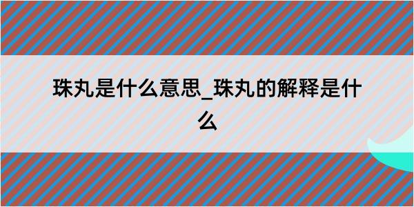 珠丸是什么意思_珠丸的解释是什么