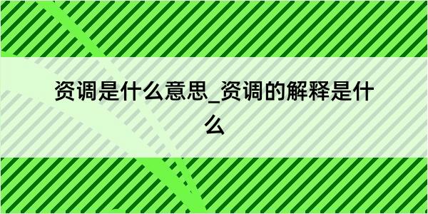 资调是什么意思_资调的解释是什么