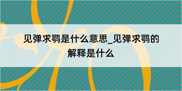 见弹求鹗是什么意思_见弹求鹗的解释是什么