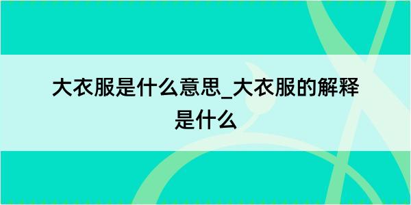 大衣服是什么意思_大衣服的解释是什么