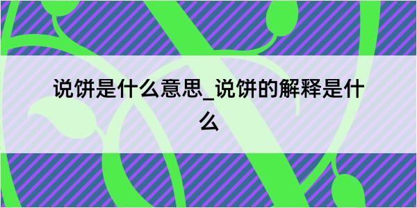 说饼是什么意思_说饼的解释是什么