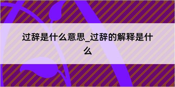 过辞是什么意思_过辞的解释是什么