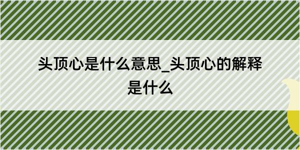 头顶心是什么意思_头顶心的解释是什么