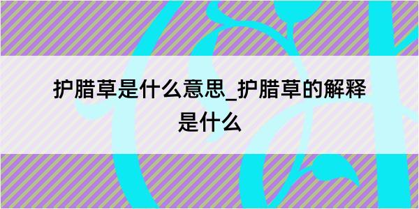 护腊草是什么意思_护腊草的解释是什么