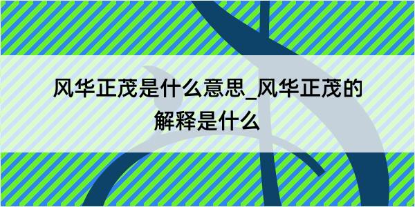 风华正茂是什么意思_风华正茂的解释是什么