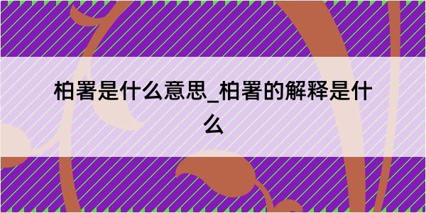 柏署是什么意思_柏署的解释是什么