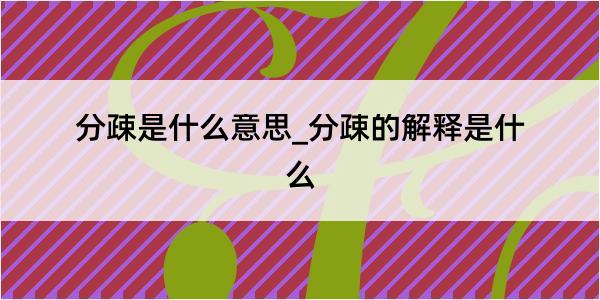 分疎是什么意思_分疎的解释是什么