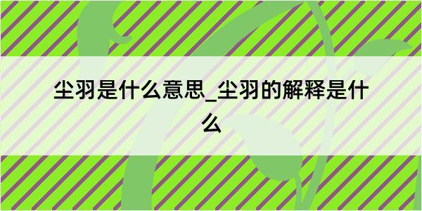 尘羽是什么意思_尘羽的解释是什么