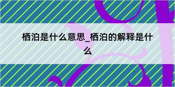 栖泊是什么意思_栖泊的解释是什么