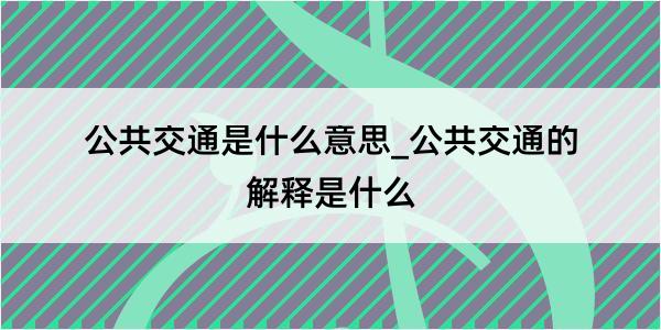 公共交通是什么意思_公共交通的解释是什么