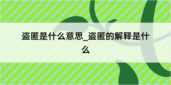 盗匿是什么意思_盗匿的解释是什么