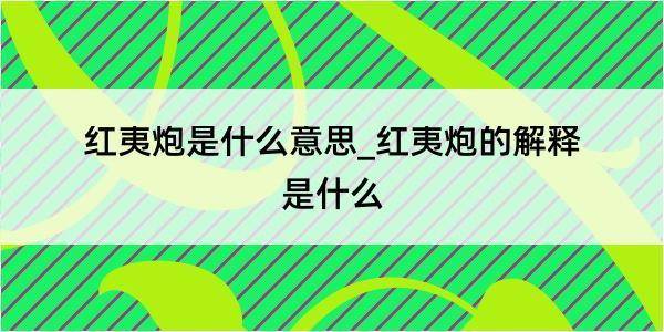 红夷炮是什么意思_红夷炮的解释是什么