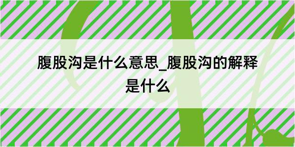 腹股沟是什么意思_腹股沟的解释是什么