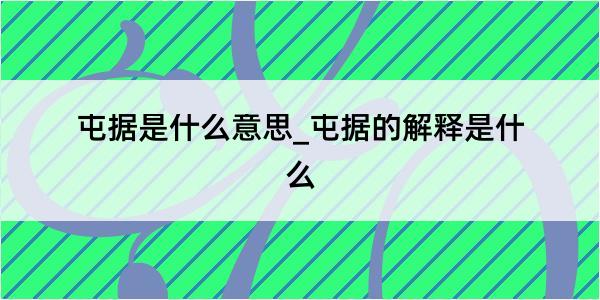 屯据是什么意思_屯据的解释是什么