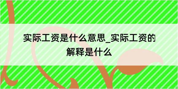 实际工资是什么意思_实际工资的解释是什么