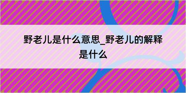 野老儿是什么意思_野老儿的解释是什么