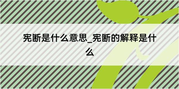 宪断是什么意思_宪断的解释是什么