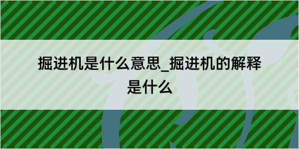 掘进机是什么意思_掘进机的解释是什么