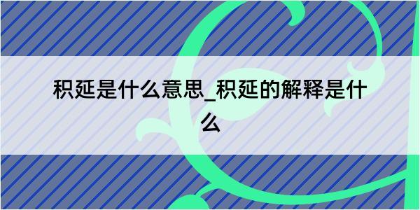 积延是什么意思_积延的解释是什么